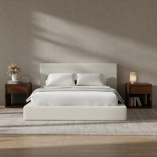 Image of RECCI AirFrame Full Size Upholstered Bed Frame with Plush Padded Headboard | Plush Padded Headboard, 360 Soft Foam Surround, Low Profile Cloud Bed Frame, No Box Spring Required, Easy Assembly