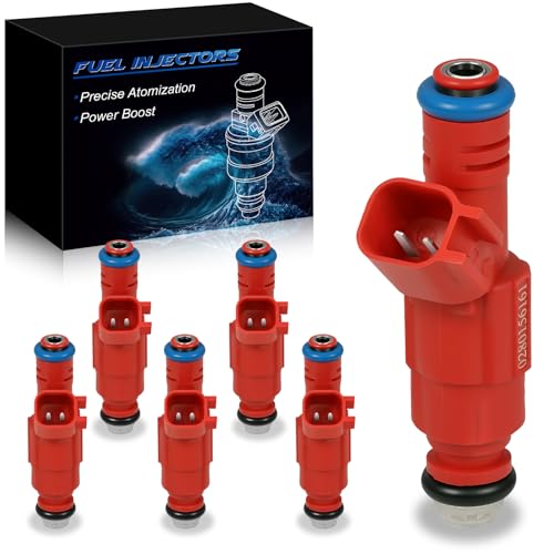 YZHIDIANF High Performance Fuel Injectors 4.0L Compatible with For:-Jeep Cherokee 1999 2000 2001 Wrangler 1999-2004 Grand Cherokee 1999-2004, Replace OE 0280156161 (Set of 6)
