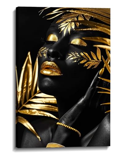 African Woman Portrait Gold Leaf Canvas