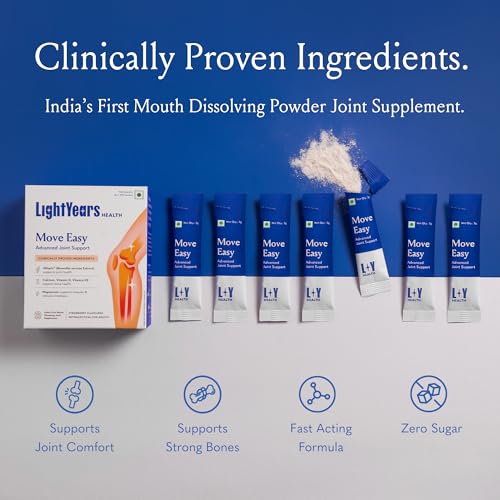 LightYears Move Easy | Advanced Joint Support Supplement | Clinically Proven Ingredients | Boswellia Serrata, Magnesium, Calcium, Vitamin D, Vitamin K2-7 | Mouth-Melting Powder | 15 Sachets