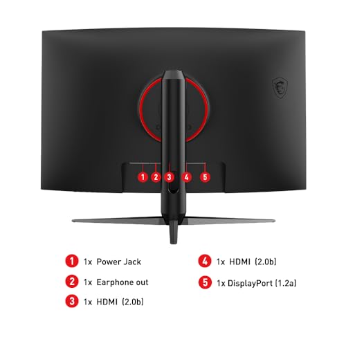 Image of msi G321CQP E2, 32 inch Gaming Monitor, 2560 x 1440 (QHD) Curved Gaming Monitor, 1 ms, 170Hz, FreeSync Premium, 1000R, HDMI, DisplayPort, Tilt, Swivel, Pivot and Height Adjustable.