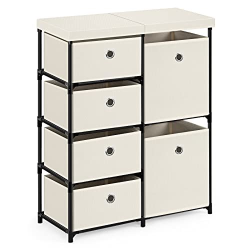 Image of NANANARDOSO Cube Storage Organizer, 6 Drawers Dresser Organizer Unit, Closet Organizers and Storage - Easy Assembly Fabric Storage Drawer Bedroom, Dorm, Playroom, Hallyway, White.