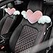 2 Pcs Heart Shaped Plush Car Headrest Pillows, Cushions with Angel Wings for Neck Support, Soft and Comfortable, Washable, 19.3 X 9.1