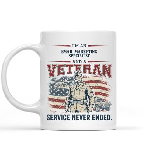 Lydia Junipher Funny Gift Idea Email Marketing Specialist Veteran Coffee Mug - Service Never Ended - Gift for Dad Mom, Father's Day Mother's Day Birthday Christmas Cup