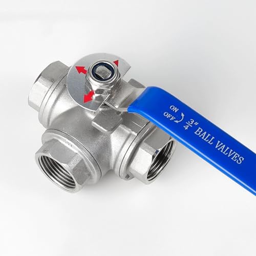 Válvula de bola de 3 vías en acero inoxidable 316L con puerto tipo L roscado DN32 7