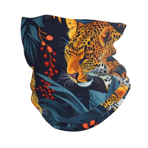 Winter-Halswärmer, elastisches Stirnband, verstellbar, Wald-Leopardenmuster, Schlauchschal für Damen und Herren, Unisex, Schwarz , Einheitsgröße