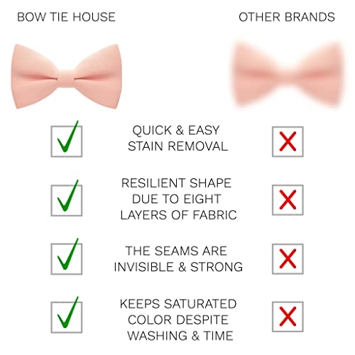 Image of Bow Tie House Mens Bowties Pre-tied Shape Clip on Bowtie Solid Men Formal Wear for kids, baby boys, toddler any age bow ties