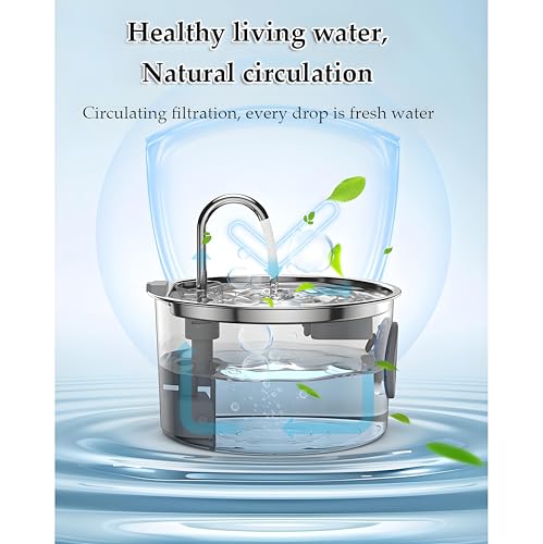 Fuente para agua para perros y gatos de 3.2L acero inoxidable miniatura 4