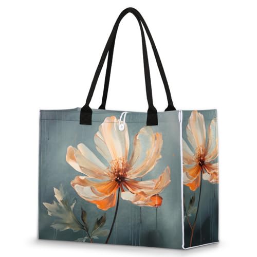 Art Flower Rainy Day Tote Bag for Women Large Beach Bag Reusable Tote Bags for Work Travel Beach Shopping