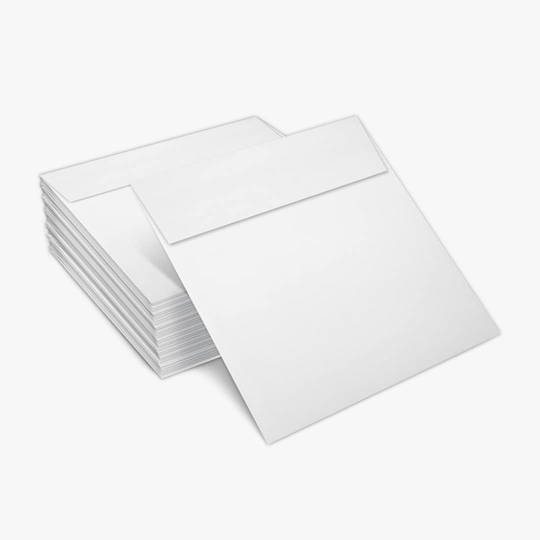 LUXPaper Square Invitation Envelopes | Peel & Press | 5 1/4" x 5 1/4" | White | 100% Recycled | 80lb. Text | 250 Qty
