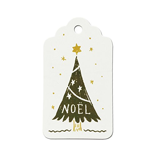LWR CRAFTS 100 Hang Tags Scalloped Top with Cotton Strings 66ft for Holiday (Noel)