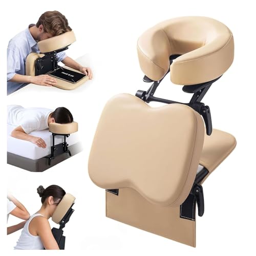 Kit de masaje de cuna portátil 3 en 1 beige con reposacabezas ajustable para mesa y hogar 2