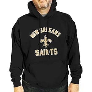 Team Fan Apparel NFL Adult Gameday Hooded Sweatshirt – Poly Fleece Cotton Blend – Stay Warm and Represent Your Team in Style (New Orleans Saints – Black, Adult Small)