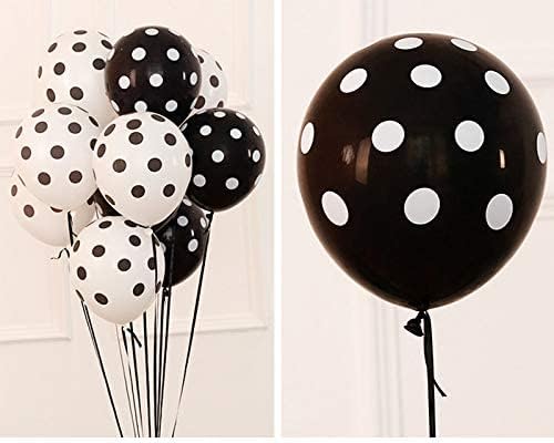 Lalantopparties Polka Dot Balloon Spotty Balloon For Party Decoration, anniversary, birthday, engagement, bachelorette, bachelors, valentine, bridal shower, Black (10 pcs Pack Of 1)