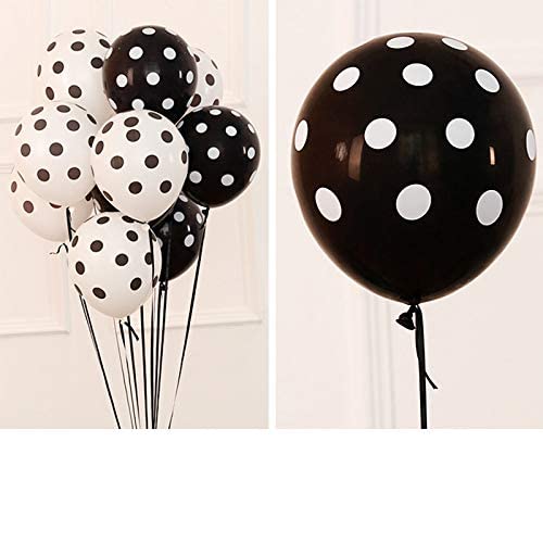 Lalantopparties Polka Dot Balloon Spotty Balloon For Party Decoration, anniversary, birthday, engagement, bachelorette, bachelors, valentine, bridal shower, Black (10 pcs Pack Of 1)