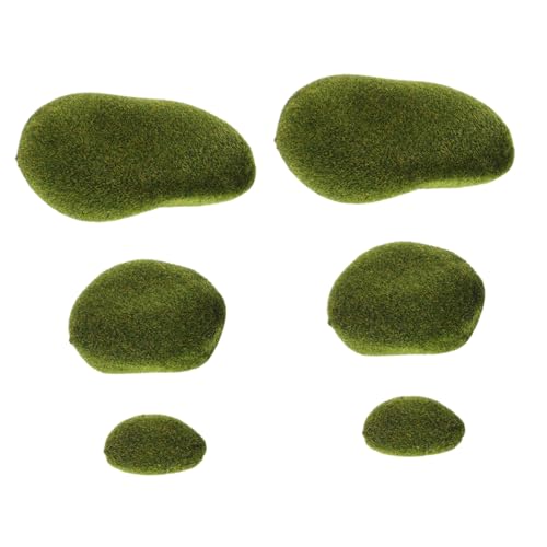 ULDIGI 6 Pack Fake Moss Rocks for DIY Sand Table Models Realistic Artificial Moss Stones for Crafting Centerpiece Decorations