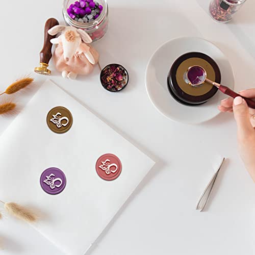 CRASPIRE Wax Seal Stamp Initials S Butterfly Wing Vintage Sealing Stamp 30mm/1.18inch Removable Brass Head Sealing Stamp with Wooden Handle for Gift Invitations Greeting Cards Wrap - Image 4