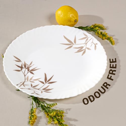 Image of Treo by Milton Opalware Aurelia Arashi Dinner Set of 33 | Serving for 6 | Microwave & Dishwasher Safe | Bone-Ash Free | Tempered Toughness | Plates, Bowls, Spoons | Crockery Set for Dining & Gifting