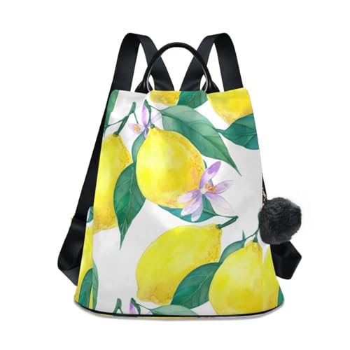 Sac à dos femme imprimé floral jaune et blanc antivol grand format