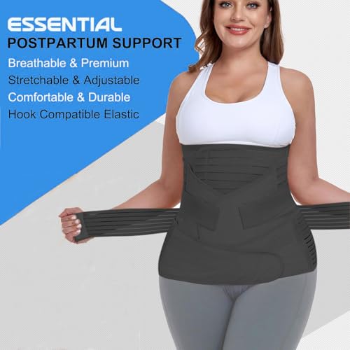 Image of 3-in-1 Postpartum Belt After Delivery - Abdominal Belt for Women Tummy Control | Pregnancy Belts After Delivery | Maternity Belt After C-Section | Abdominal Binder for Post Pregnancy Recovery (Universal) (Black)