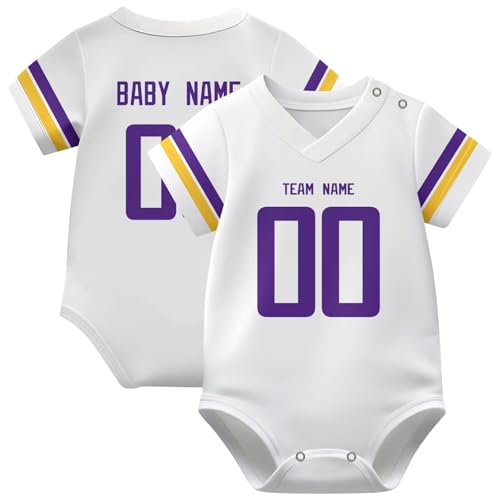 Image of KREDE Baby Clothes Unisex Bodysuit Jersey Style Custom Name Number for Baby Boys