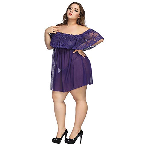 Costume érotique de nuit en dentelle violette ajourée haute qualité
