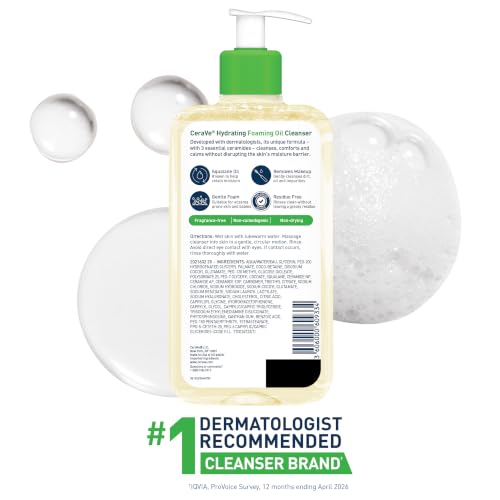 CeraVe Hydrating Foaming Oil Facial Cleanser with Hyaluronic Acid, 8oz - image 9
