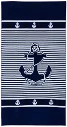 Toalha de Praia Estampada Beach Secagem Rápida Corttex 70x140cm Poliéster Toque Suave (Âncora Náutica)