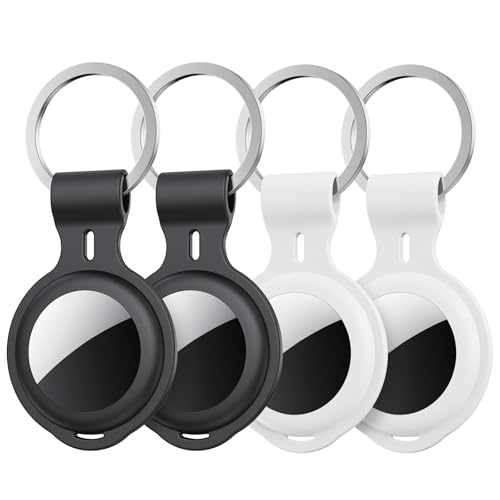 Anypub for Air Tag Holder-4 Pack Keychain Car Accessories Thick Protective Compatible with Apple Air Tag Case Ultra Thin Finders with Silicone Soft Keyring for Pet Tracking Wallet Key Luggage Bag Kids