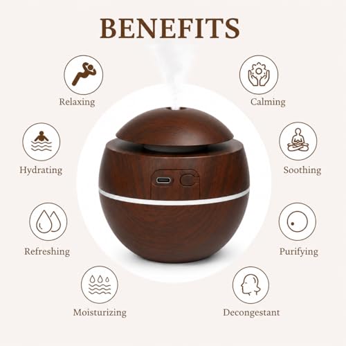 Image of 300 ml Essential Oil Diffuser for Home - Ultrasonic Aroma Diffuser for Home Electric with LED Light & Upto 16 Hrs Mist