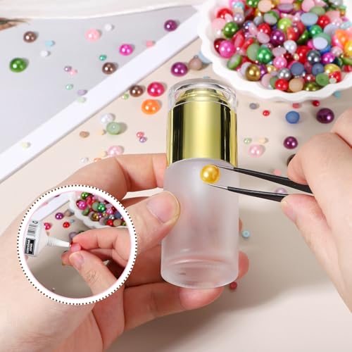 Perles strass ABS à dos plat vert olive pour customisation textile et nail art - 6