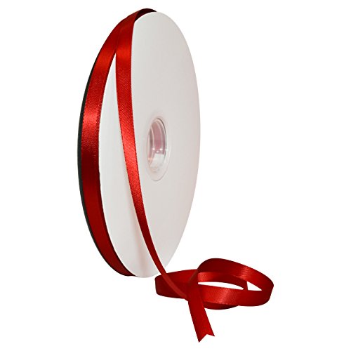 Image of Morex Ribbon 08809 /00-250 Double Face Satin Polyester Ribbon, 3 /8 inch /100 yd., Red