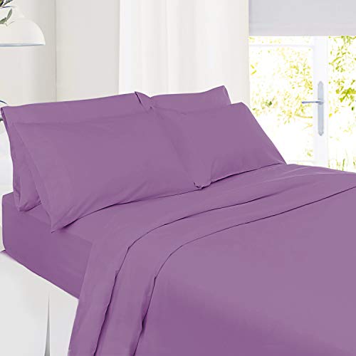 Image of Hearth & Harbor Extra Deep Pocket King Size Sheets Set - Fits Mattress 18-24 Inches Deep - 6 Piece Lavender Dream Sheets