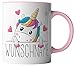 vanVerden Kinder Tasse - Buntes Einhorn mit Herzen für Mädchen - Wunschnamen anpassbar personalisiert- beidseitig Bedruckt - Geschenk Idee Kaffeetassen Kinderbecher, Tassenfarbe:Weiß/Rosa