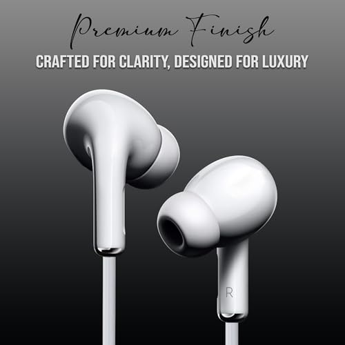 Image of Kratos Tune V5 C Type Earphones Wired, 13mm Bass Drivers Earphone, Inline Control Type c Headphones with Mic, Sweat Resistant, Comfort Fit Type c Earphone with Volume Control,Metallic c pin Earphones