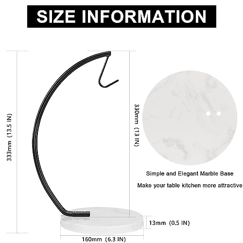 Livabber Banana Holder With Marble Base, Metal Banana Hanger Modern Tree Stand With Hook, Durable Banana Keeper Fresh Fruit Storage Organizer Freestanding For Kitchen Countertop (Black, Single Hook) #TOP1