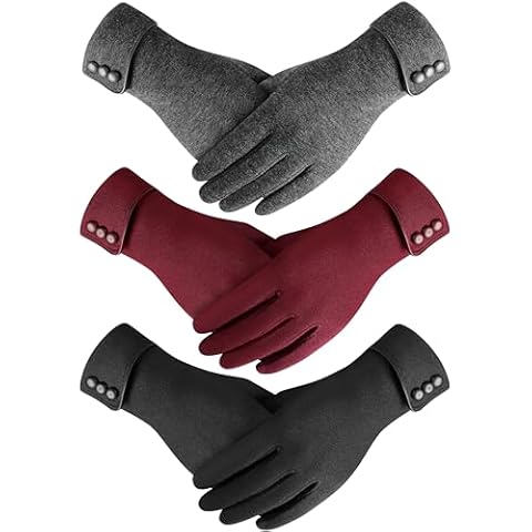 Clothirily 3 Pairs Winter Gloves for Women - Touchscreen Texting Winter Gloves Women, Fleece Lined Warm Soft Winter Glove for Cold Weather Cover