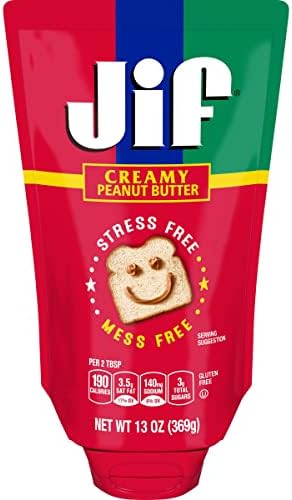 Jif Squeeze Creamy Peanut Butter, 13 Ounces (Pack of 10), Smooth, Creamy Texture, Portable Peanut Butter Pouch