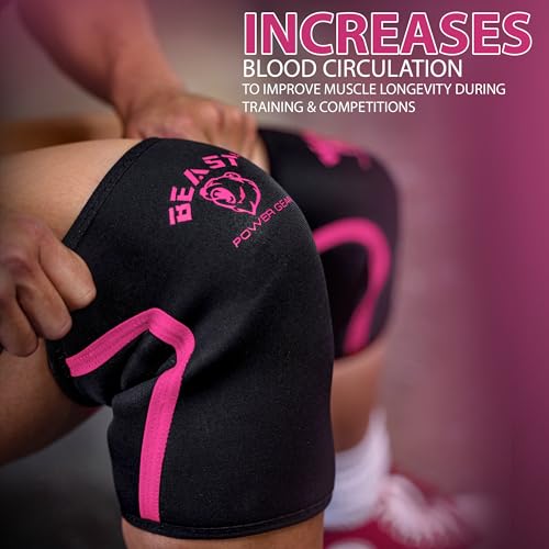 Beastpowergear Neoprene Compression Knee Sleeves 7MM Support for Squats, Gym CrossFit Training, Powerlifting, Weightlifting, Wrestling for Men & Women