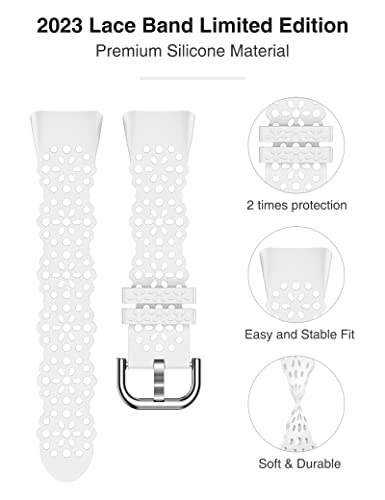 TOYOUTHS Lace Silicone Compatible with Fitbit Charge 5 Strap/Charge 6 Strap - Image 2