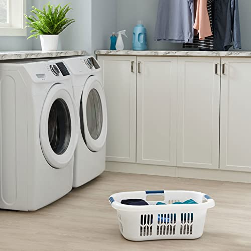 Image of Rubbermaid Laundry Basket XL Hip-Hugger Basket 2.1-Bushel White Laundry Storage /Bathroom /Bedroom /Home Closet