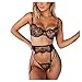 Scaffalatura per Armadio Interno Floreale con Reggicalze in Pizzo Set Reggiseno Cinture Pezzo Lingerie 3 Donna Sexy e Slip Sexy Set (Black, S)
