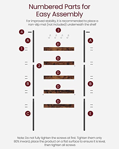 VASAGLE-Blanket-Ladder-5-Tier-Ladder-Shelf-Wall-Leaning-Rack-Steel-256-Inch-Wide-Scarves-Industrial-Style-Rustic-Brown-and-Black-ULLS011B01 VASAGLE Blanket Ladder 5 Tier Ladder Shelf Wall Leaning Rack Steel 256 Inch Wide Scarves Industrial Style Rustic Brown and Black ULLS011B01