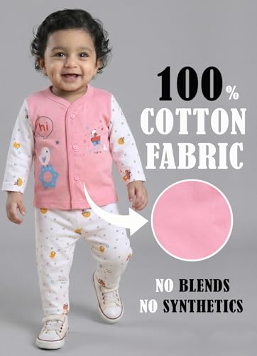 Image of Pure Cotton Full Sleeve Front Open T-shirt and Full Pant Combo Set for Infants