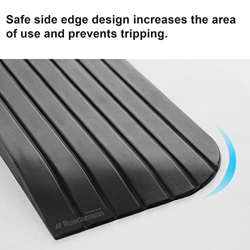 Ruedamann Threshold Ramp, Durable Solid Rubber With 2200Lbs Load Capacity, Non-Skid And Anti-Slip Surface, Wheelchair Ramp For Doorways And Bathroom (1 Inch Rise) #TOP6