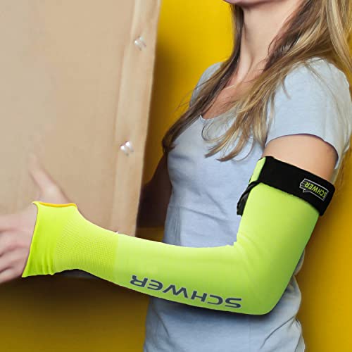 Schwer Ansi A6 Cut Resistant Sleeves, 18 Inch Protective Arm Sleeves With Thumb Hole For Arm Work Protection, Arm Guards For Gardening, Cutting Metal, Repairing, Kitchen, Pet Grooming (1 Pair, Yellow) #TOP7