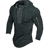 RICOCHO Sudadera táctica retro con cordones para hombre, manga larga, con cordón, para exteriores, militar, con capucha, 11, XL