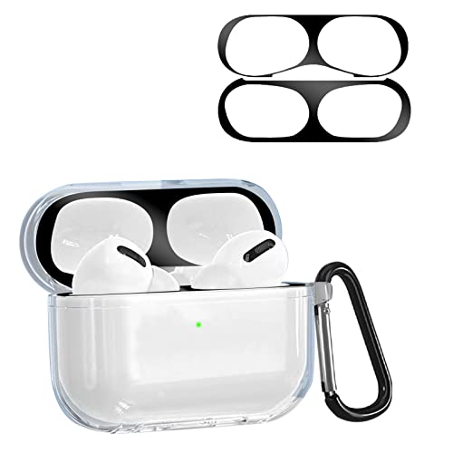 ROVIAL �Ή� AirPods Pro2 / AirPods Pro �P�[�X ���� �y�_�X�g�K�[�h�t���i�u���b�N�j�z Airpods Pro ��2���� �P�[�X TPU�� ������ �S�ʕی� �����h�~ �L�Y�h�~ �ϏՌ� �h�o �y�� �����[�d�\ LED��