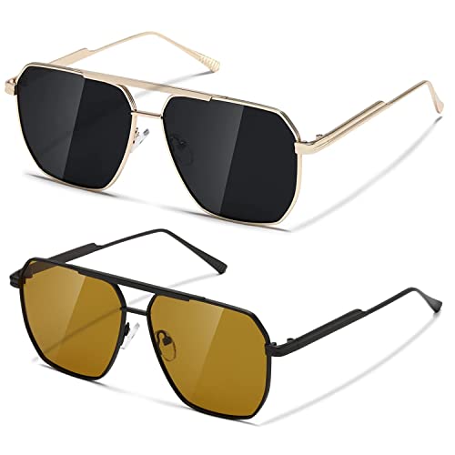 Image of MASDUN Retro Oversized Square Polarized Sunglasses for Women Men Vintage Shades UV400 Classic Metal Sun Glasses