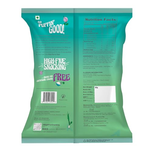 Image of Taali Jowar & Protein Puffs | 60 gm (Pack of 12) | Cream & Onion | Healthy Roasted Tasty Snacks, Ready to eat | 100% Veg., Gluten free products, No Cholesterol, No Trans-Fat